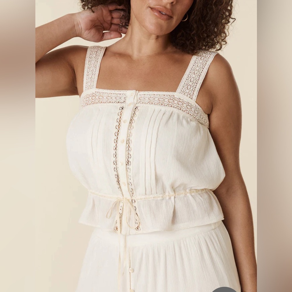 Spell Cream Crochet-Trimmed Peasant Camisole